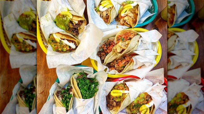 Baskets of tacos