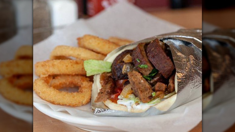 Falafel wrap in tin foil