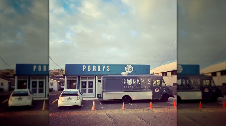 Porky's restaurant and branded truck