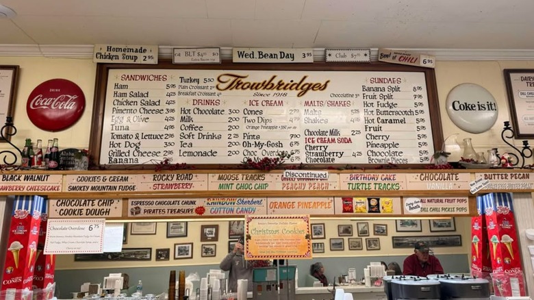 Ice Cream Flavor menu at Trowbridge's Ice Cream and Sandwich Shop