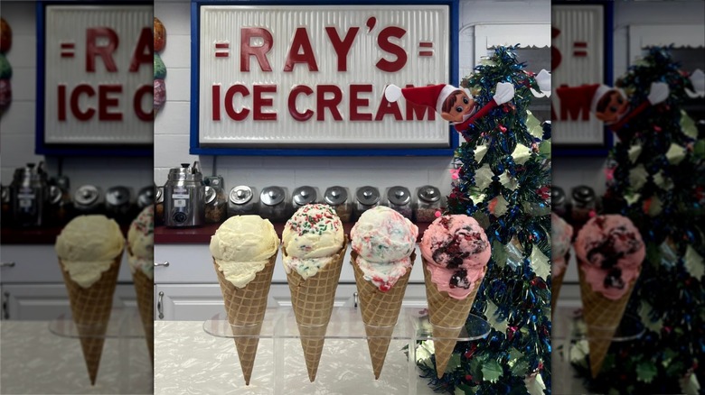 Four ice cream cones from Ray's Ice Cream
