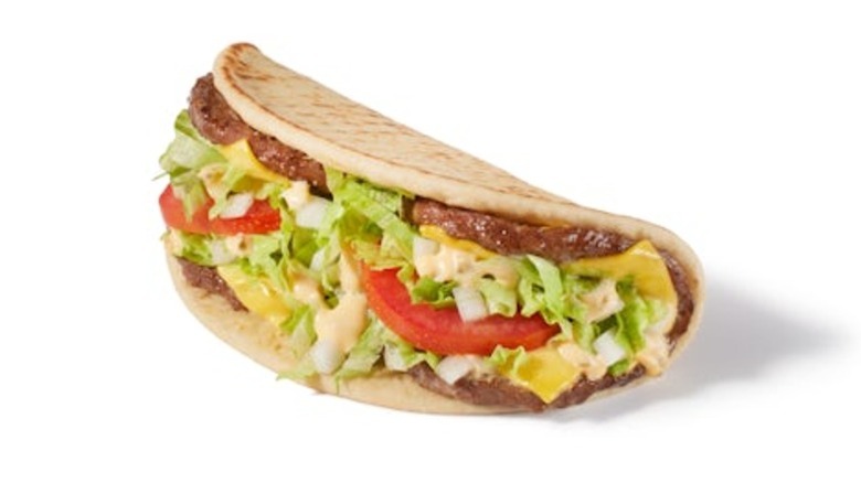 Del Taco All-American Burgertaco on a white background.