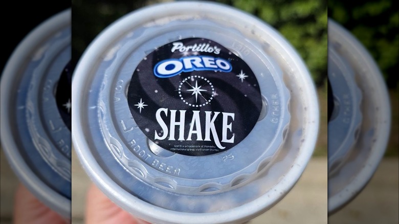 The lid of the Oreo Shake from Portillo's