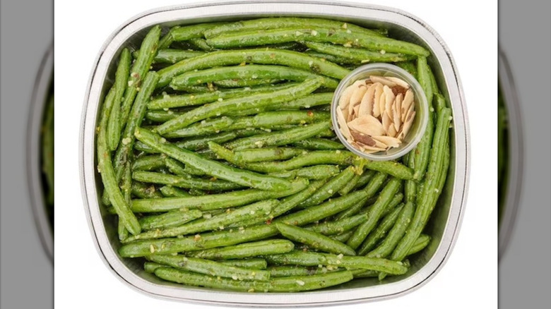 The Member's Mark Seasoned Green Beans with Almonds, seen from above