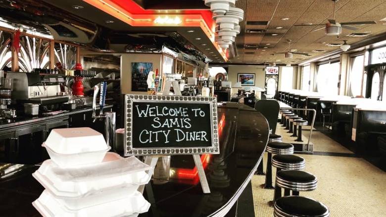 Interior of Sami's City Diner with counter seating