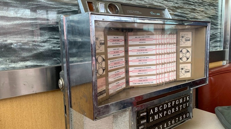 Mini jukebox on table at Zip's Diner