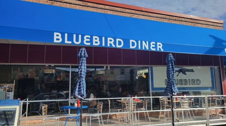 Exterior seating patio at Bluebird Diner