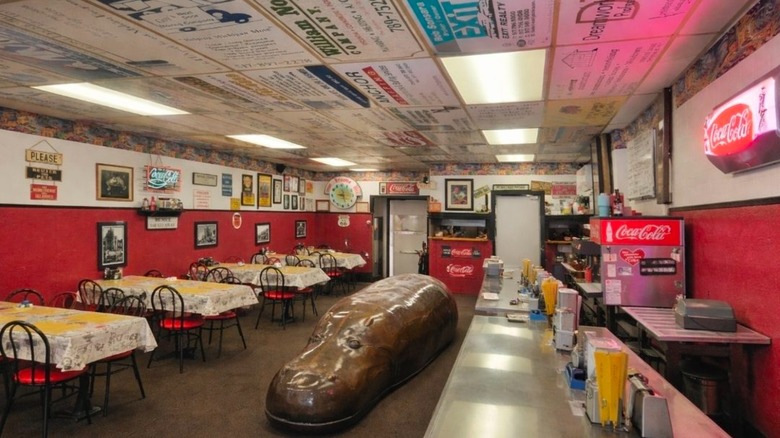 Interior dining area at Roxy Cafe with vintage decor