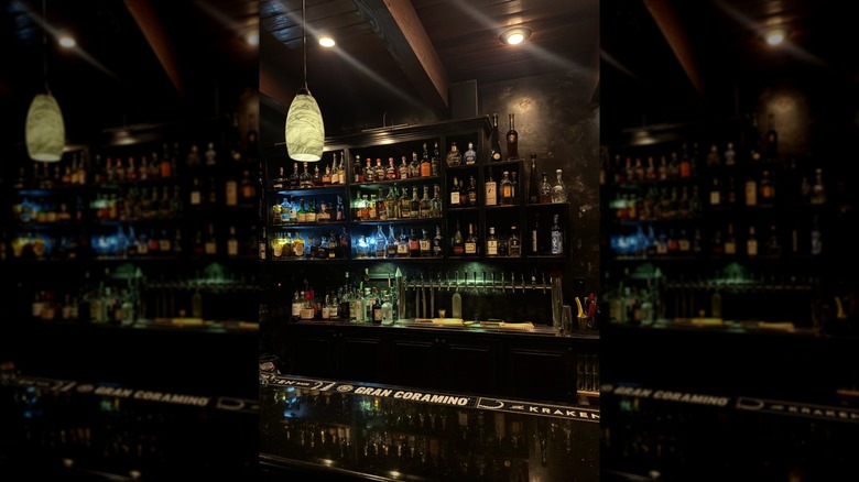 Dark and moody interior bar at Vernon's Speakeasy