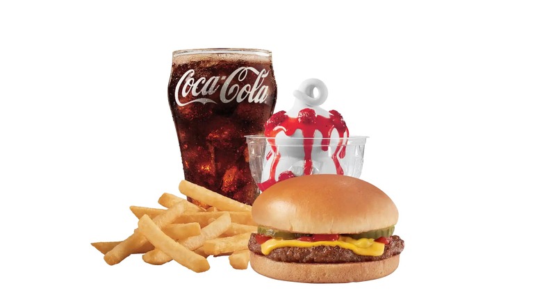 A product image of Dairy Queen's Cheeseburger Meal Deal on a white background.