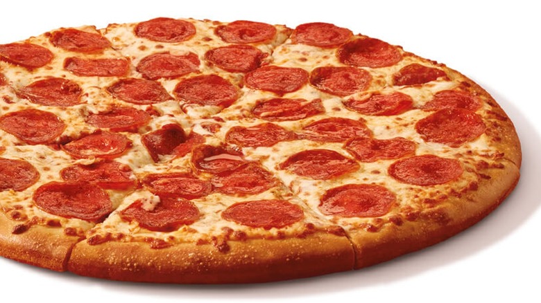 Little Caesars large classic pepperoni pizza on a white background.