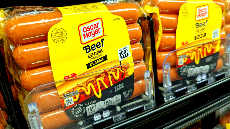 Two packages of hot dogs