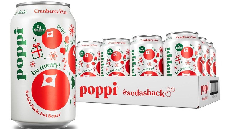 Cans of Poppi Cranberry Fizz soda