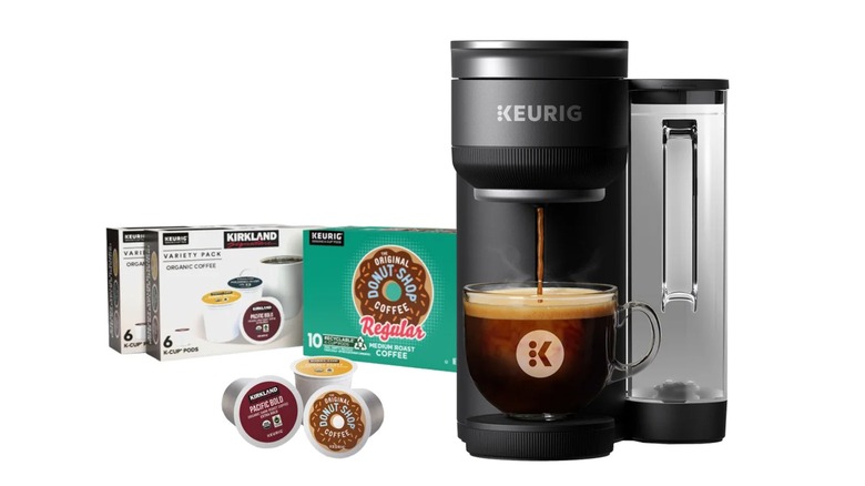 Keurig K-Crema coffee machine alongside K-Cups