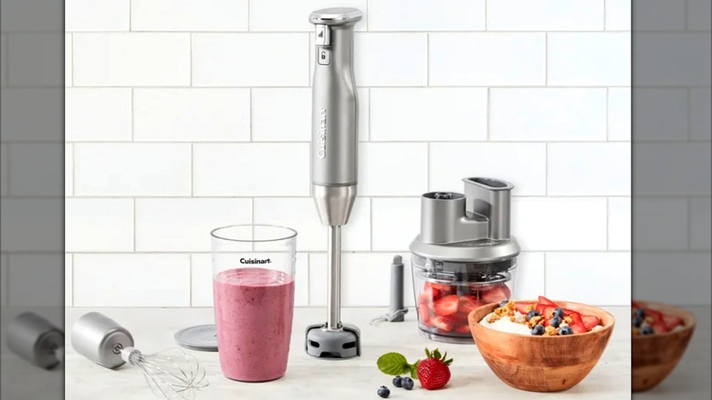 Cusinart Immersion blender and accessories sit on a countertop
