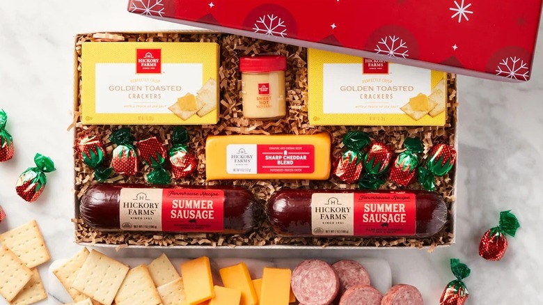 Hickory Farms Happy Holidays meat and cheese gift box