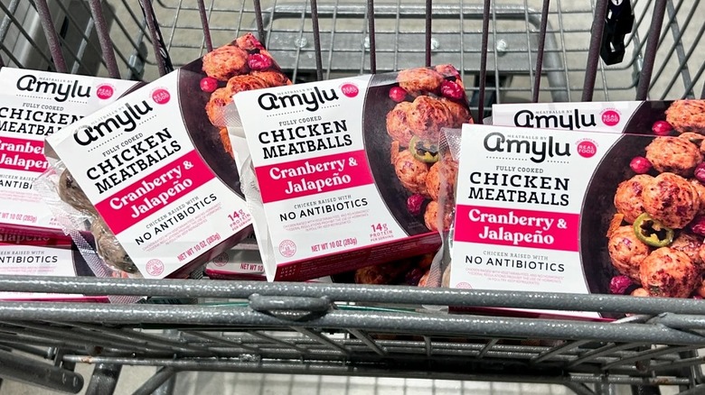 Amylu cranberry and jalapeño meatballs in a shopping cart