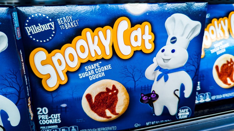 A box of Pillsbury Shape sugar cookie dough in Spooky Cat