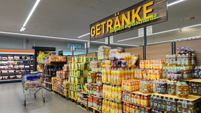 Soft drink section at Aldi store in Germany