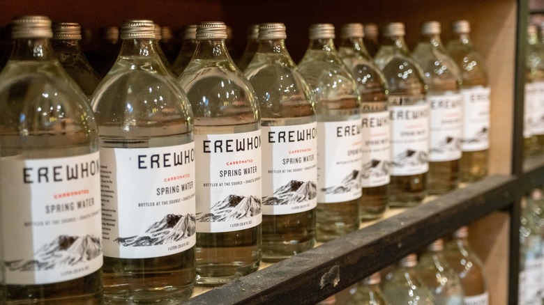 Erewhon branded bottled water on store shelf