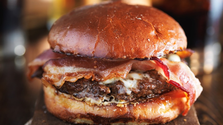 A juicy bacon cheeseburger.