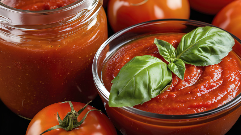 Homemade passata in jars