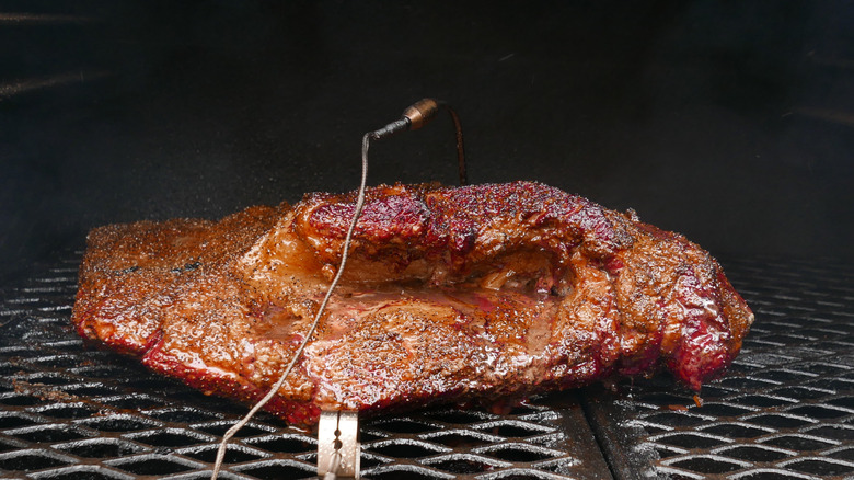 probe thermometer in a brisket