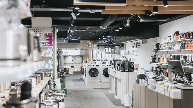 A showroom with appliances.