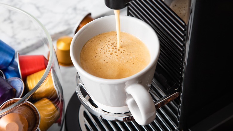 Making coffee with a pod machine