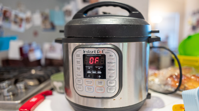 Instant Pot pressure cooker on a kitchen countertop