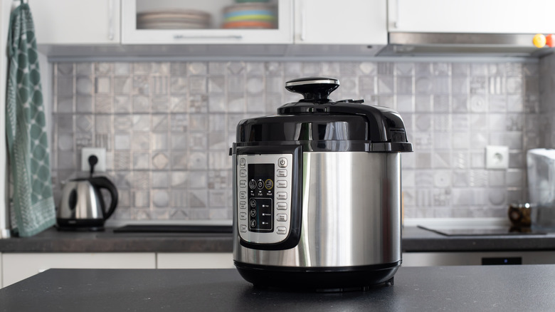 An Instant Pot on a kitchen counter.