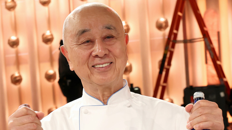 Nobu Matsuhisa smiling for a photo at the 2026 Golden Globes