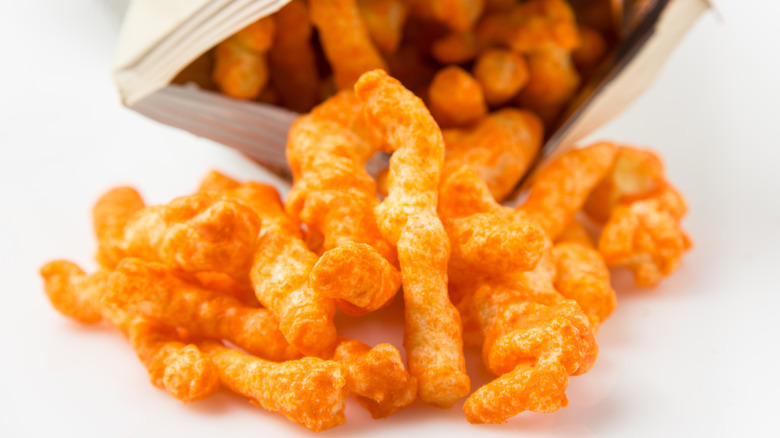 Cheetos pouring out of a bag
