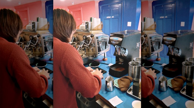 Barista making coffee at Treehouse Coffee Shop