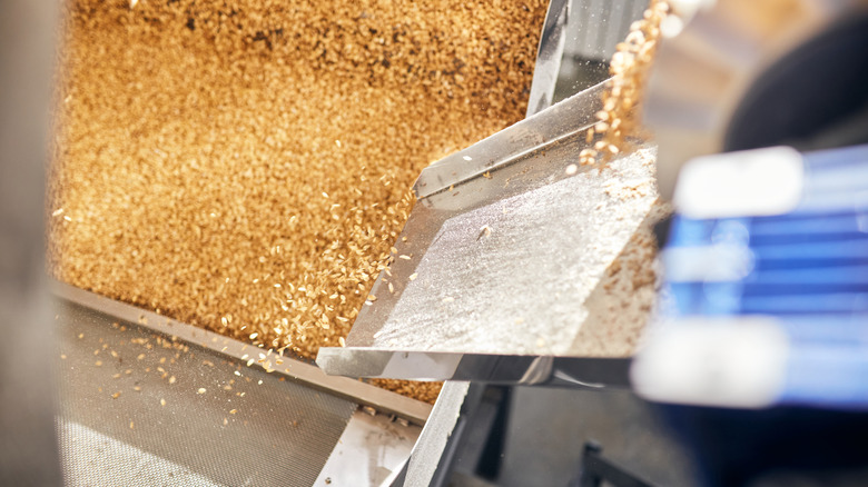 A wire mesh sieve in a food manufacturing facility