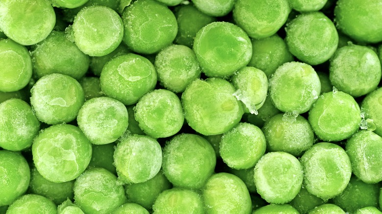 frozen peas close up
