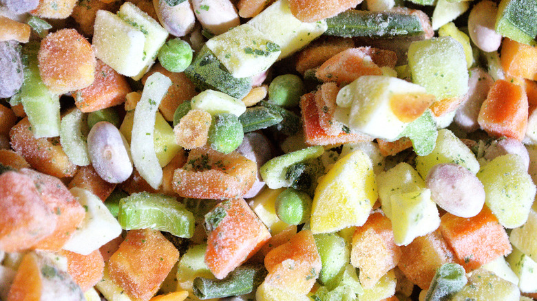 frozen vegetables closeup