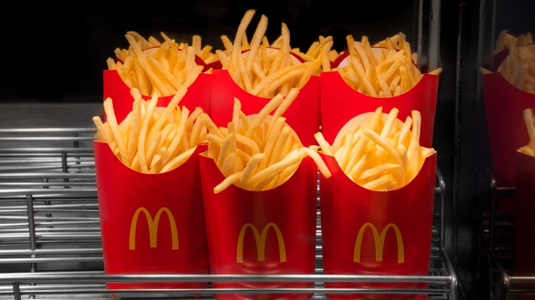 McDonald's french fries under a heat lamp