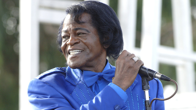 James Brown performs at "Fogg Fest" at Fort Mason on August 20, 2006 in San Francisco, California.