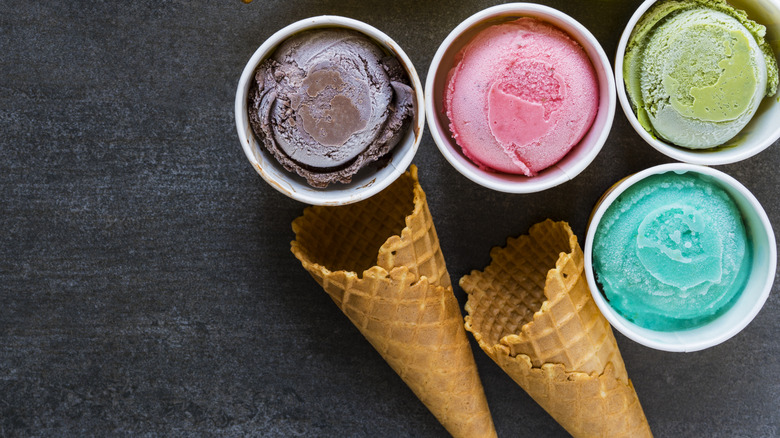 Ice cream above view