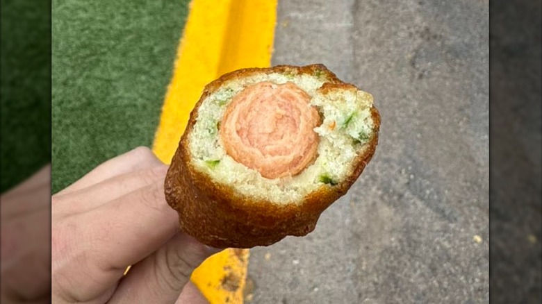An Original Green Chile Dog On a Stick.