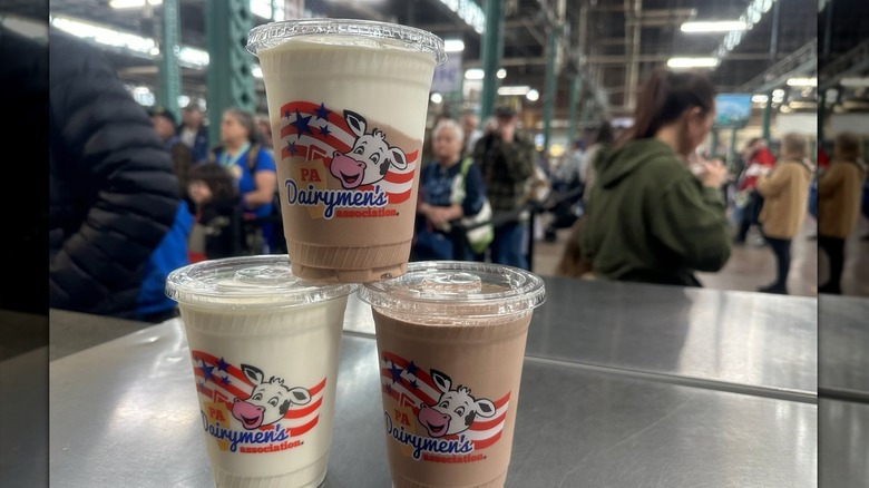 A stack of PA Dairymen's Association's famous milkshakes.