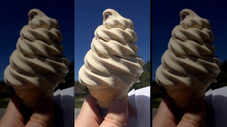 A swirl of Rutland County Maple Producers' Maple Creemee in a cone at the Vermont State Fair.