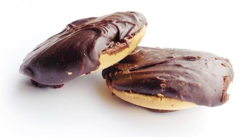 Two Berger Cookies stacked on each other