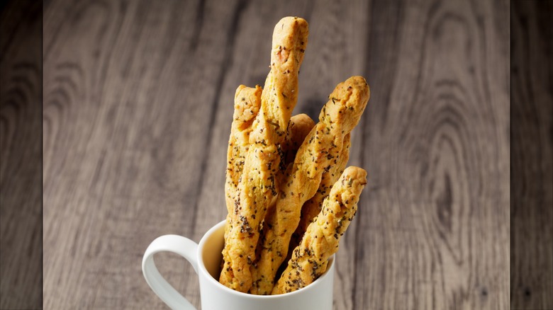 Cheese Straws in a mug