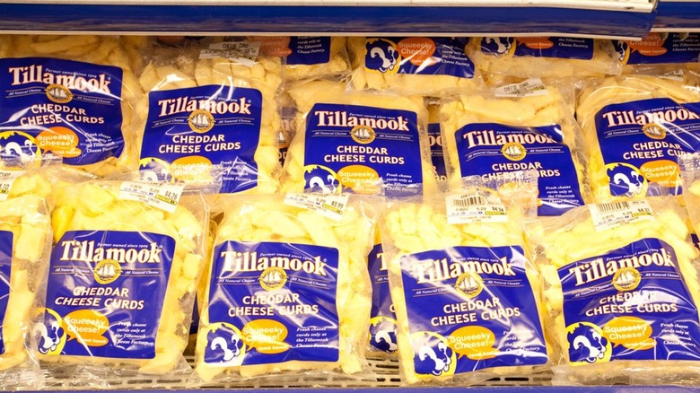 Shelf filled with Tillamook Cheddar Cheese Curds