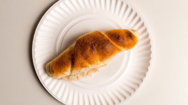 Pepperoni Roll on a paper plate