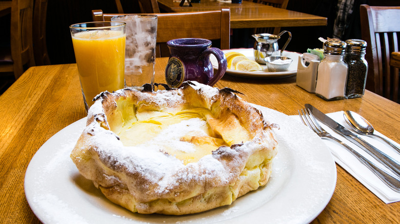 Original Pancake House Dutch baby pancake with orange juice