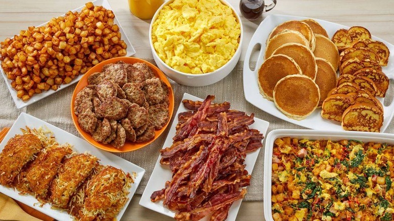Village inn breakfast food spread