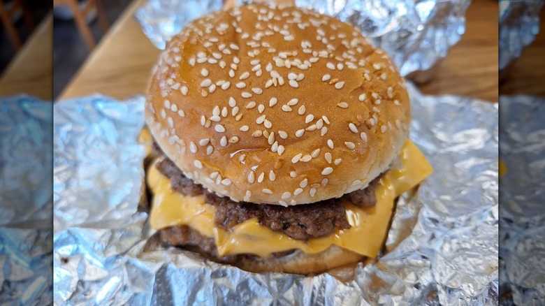 five guys burger on foil